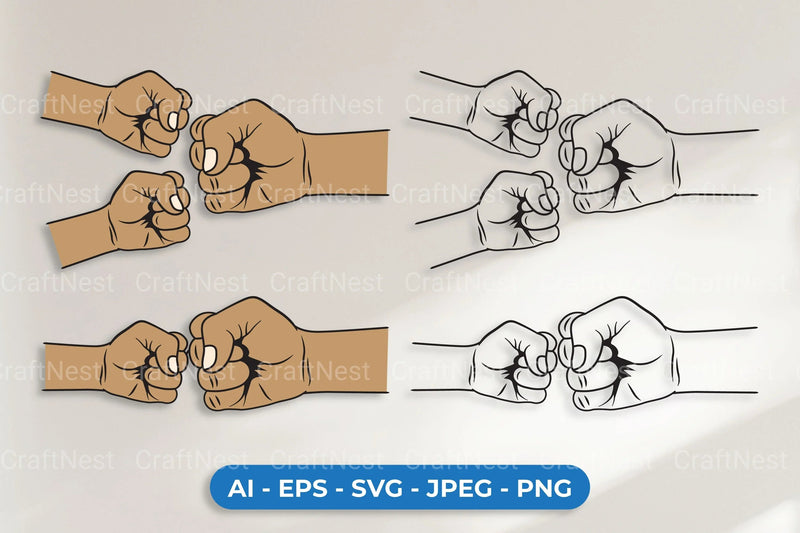 Fist Bump Fathers and Kids SVG Bundle - CraftNest - Digital Crafting and Art