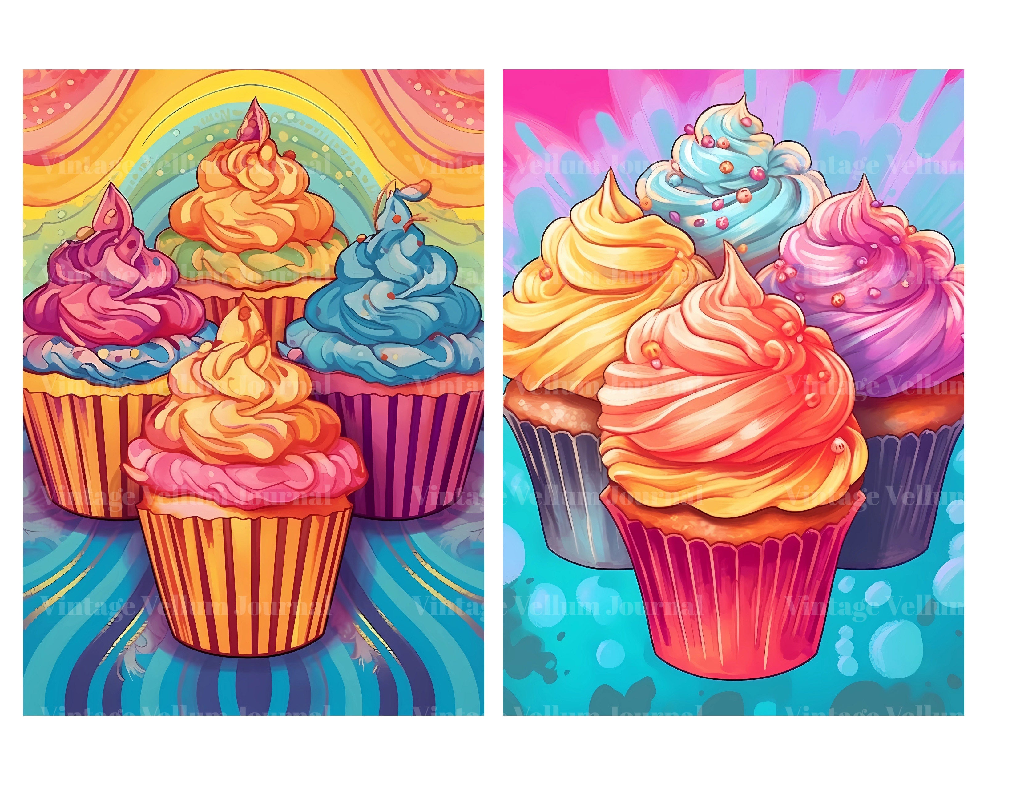 Rainbow Cupcakes Junk Journal Pages - CraftNest