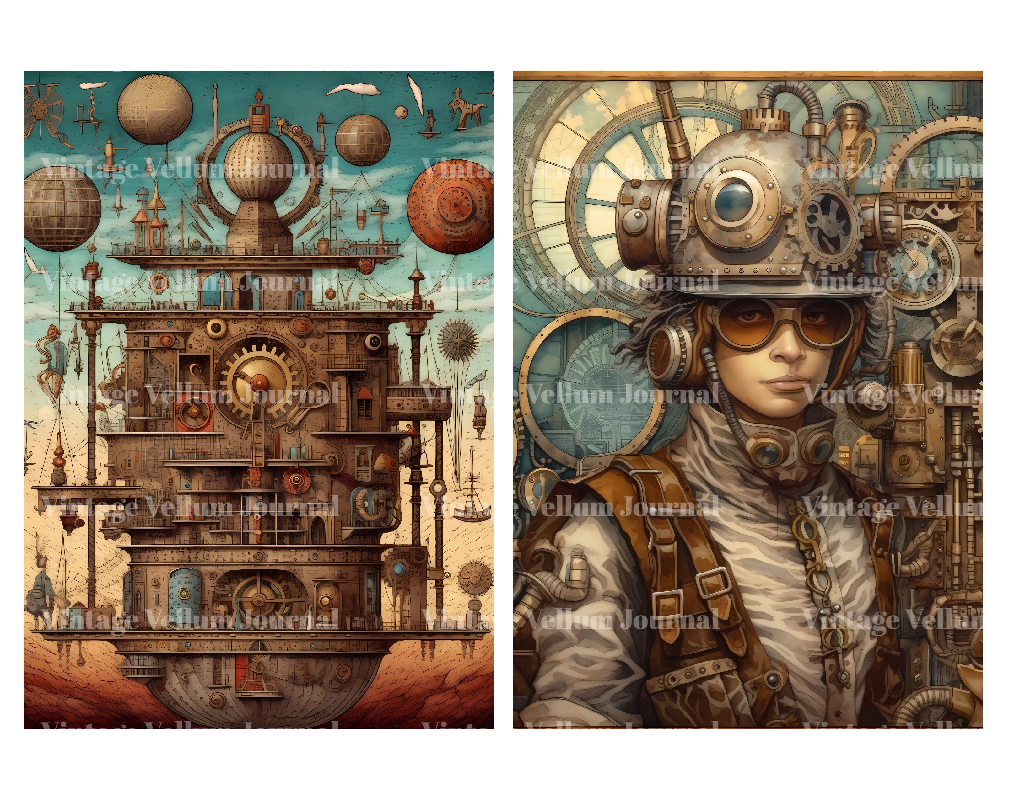 Steampunk Lunar World Junk Journal Pages - CraftNest