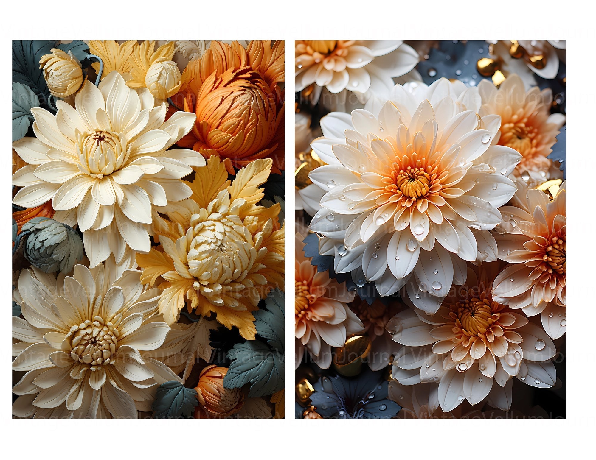Chrysanthemum Bloom Junk Journal Pages - CraftNest