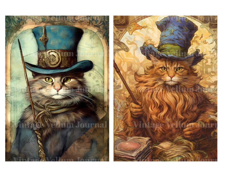 Wizard Cats Junk Journal Pages - CraftNest