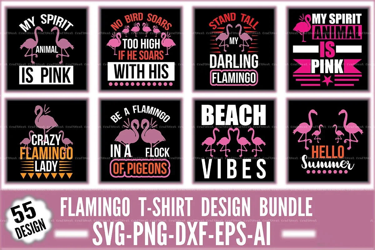 Flamingo T-Shirt Design SVG Bundle