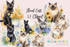 Floral Cats Clipart Bundle