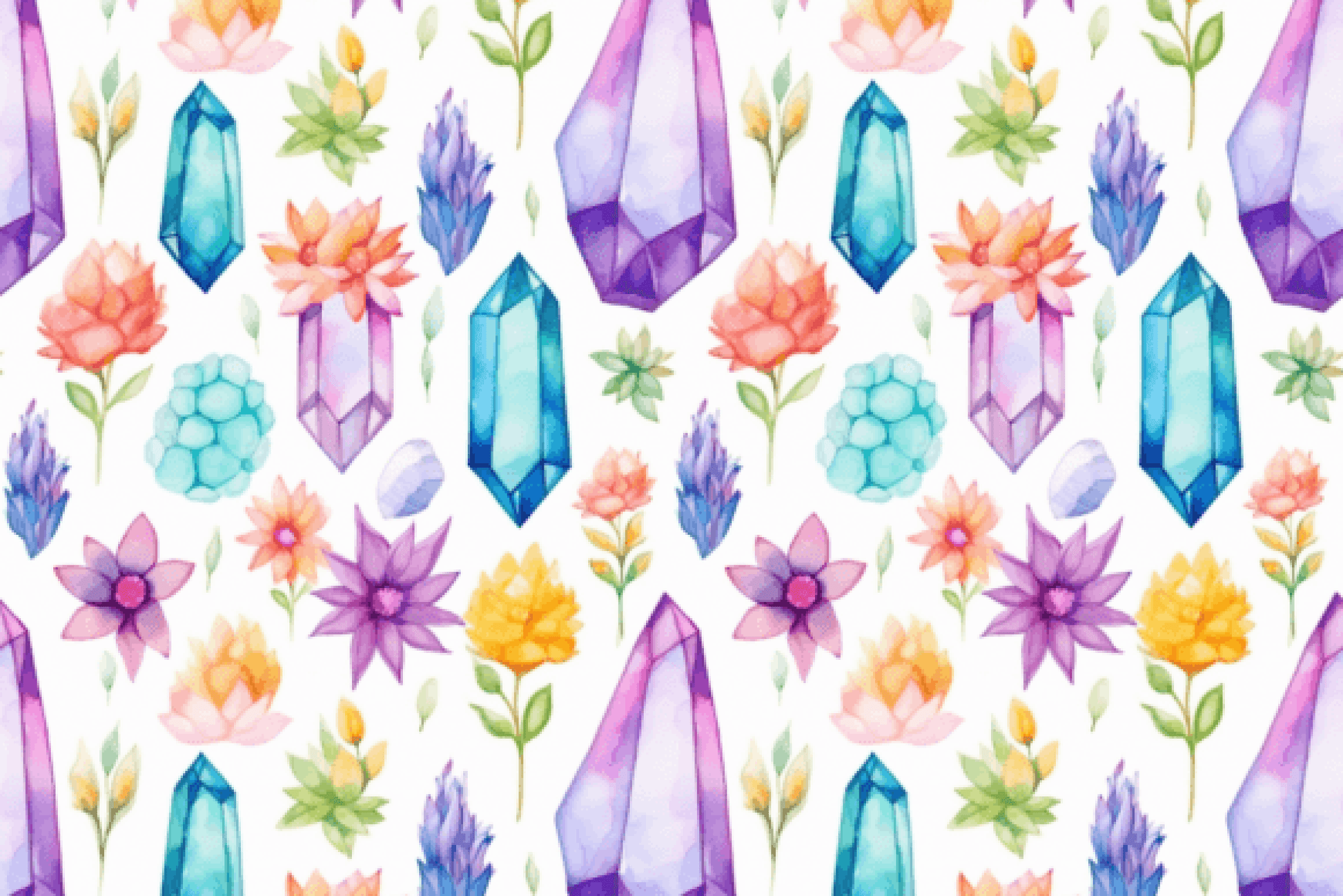 Floral Crystal Seamless Digital Paper - CraftNest - Digital Crafting and Art