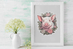 Floral Farm Animals Sticker & Clipart Bundle - CraftNest - Digital Crafting and Art