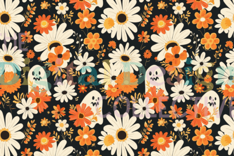 Floral Ghosts Seamless Digital Paper - CraftNest - Digital Crafting and Art