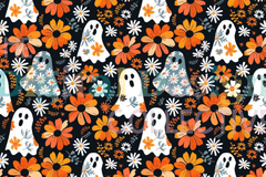 Floral Ghosts Seamless Digital Paper - CraftNest - Digital Crafting and Art