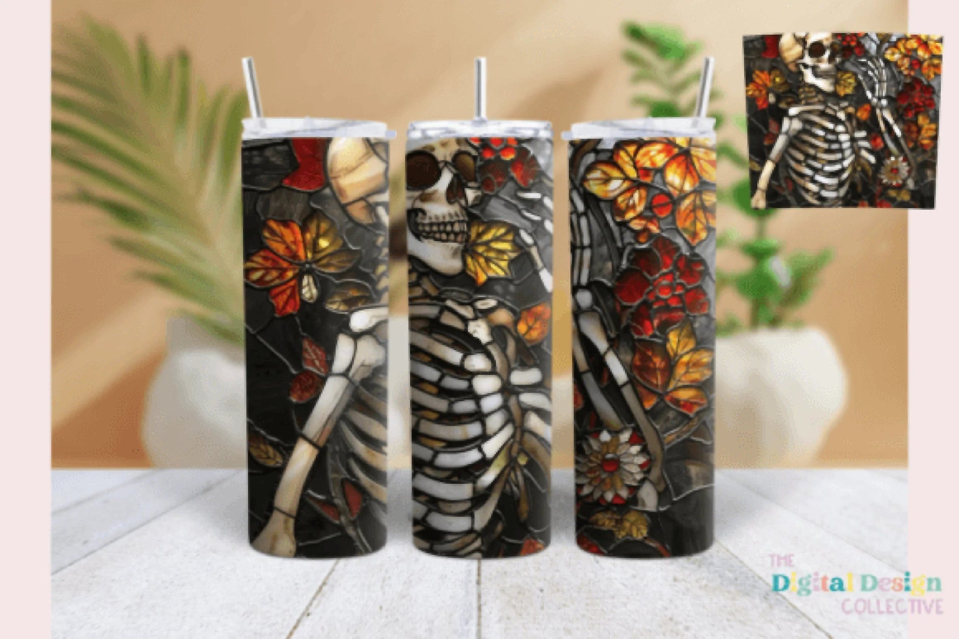 Stained Glass Skeleton Tumbler Wrap Bundle - CraftNest - Digital Crafting and Art