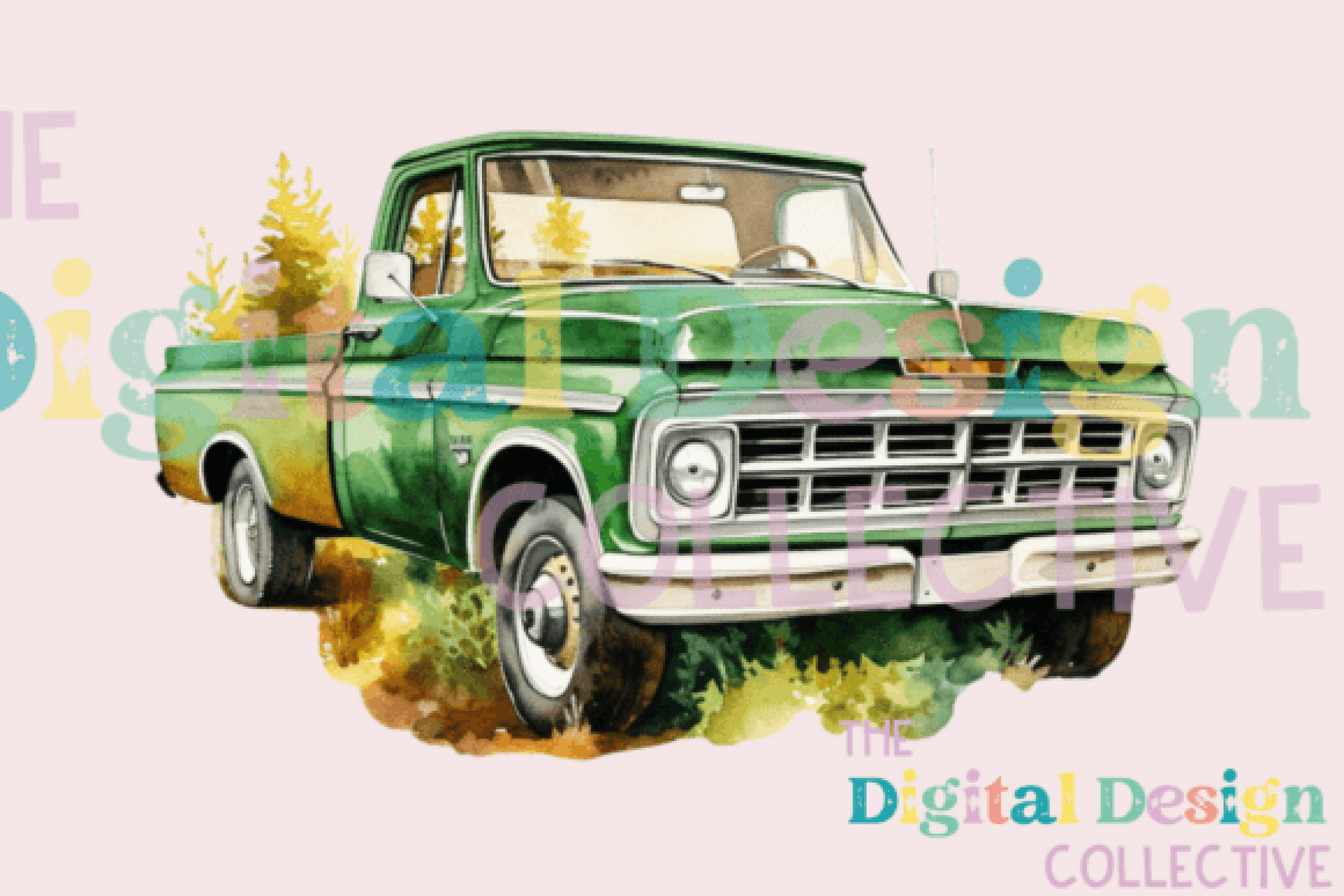 Vintage Green Truck Clipart Bundle - CraftNest - Digital Crafting and Art