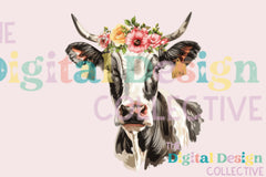 Floral Highland Cow Clipart Bundle - CraftNest - Digital Crafting and Art