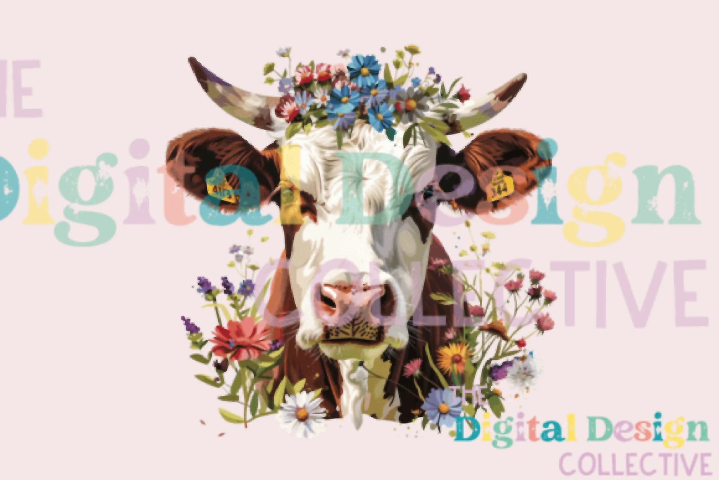Floral Highland Cow Clipart Bundle - CraftNest - Digital Crafting and Art