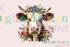Floral Highland Cow Clipart Bundle