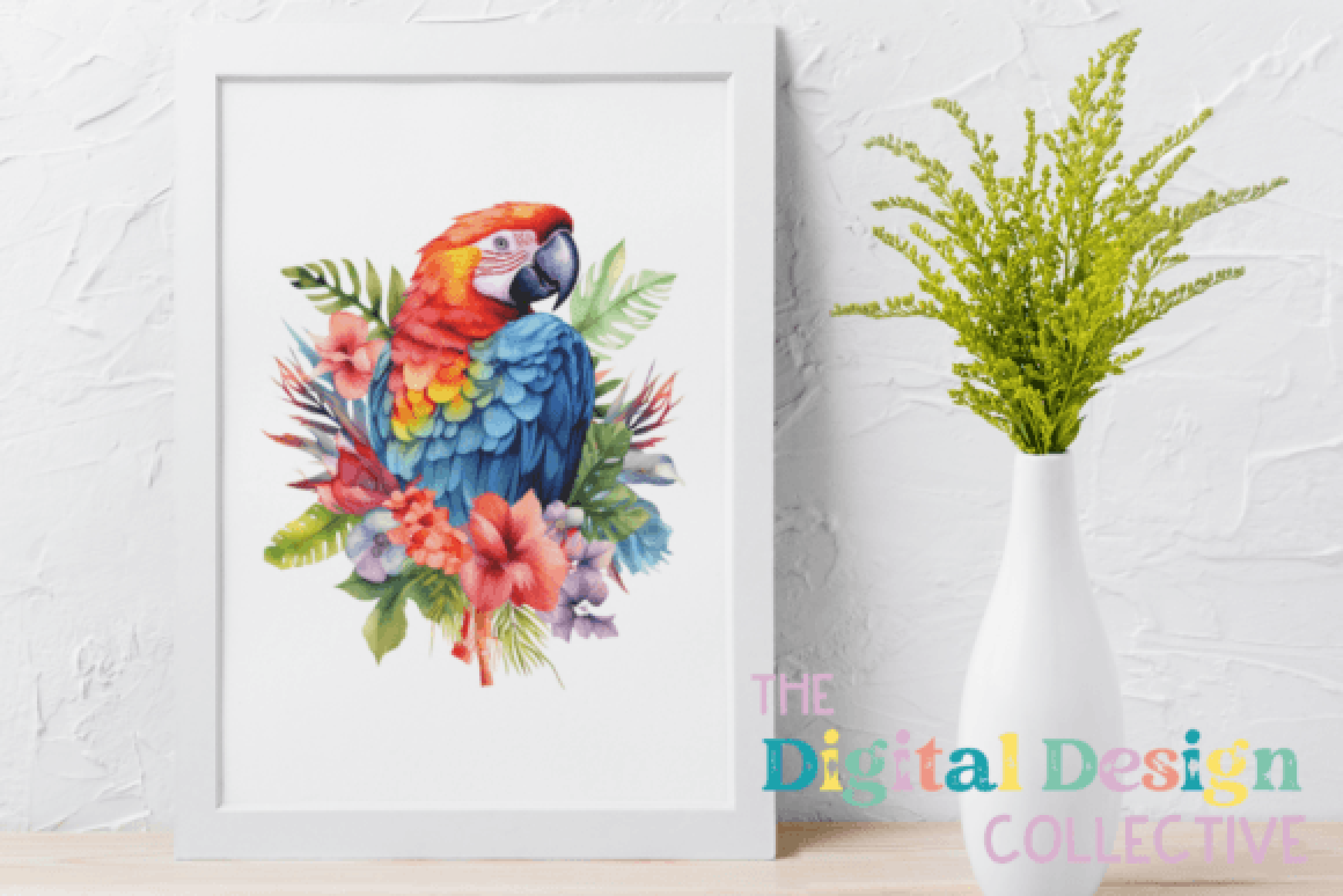 Tropical Floral Parrots Clipart Bundle