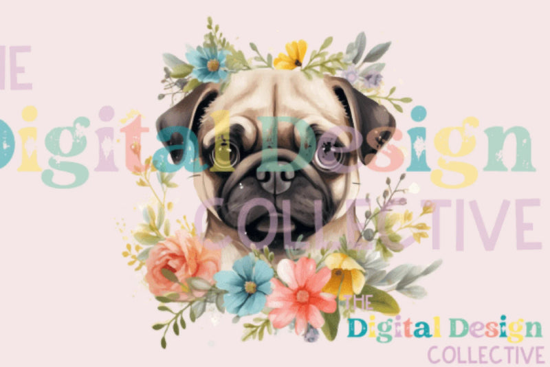 Floral Pug Clipart Bundle - CraftNest - Digital Crafting and Art