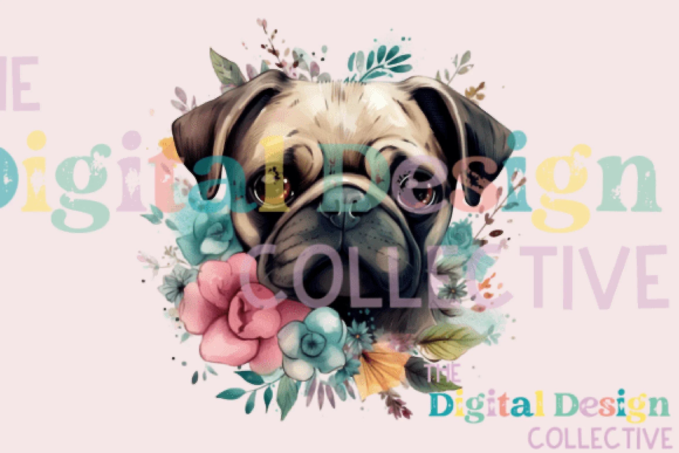Floral Pug Clipart Bundle - CraftNest - Digital Crafting and Art