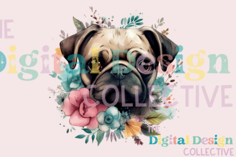 Floral Pug Clipart Bundle - CraftNest - Digital Crafting and Art