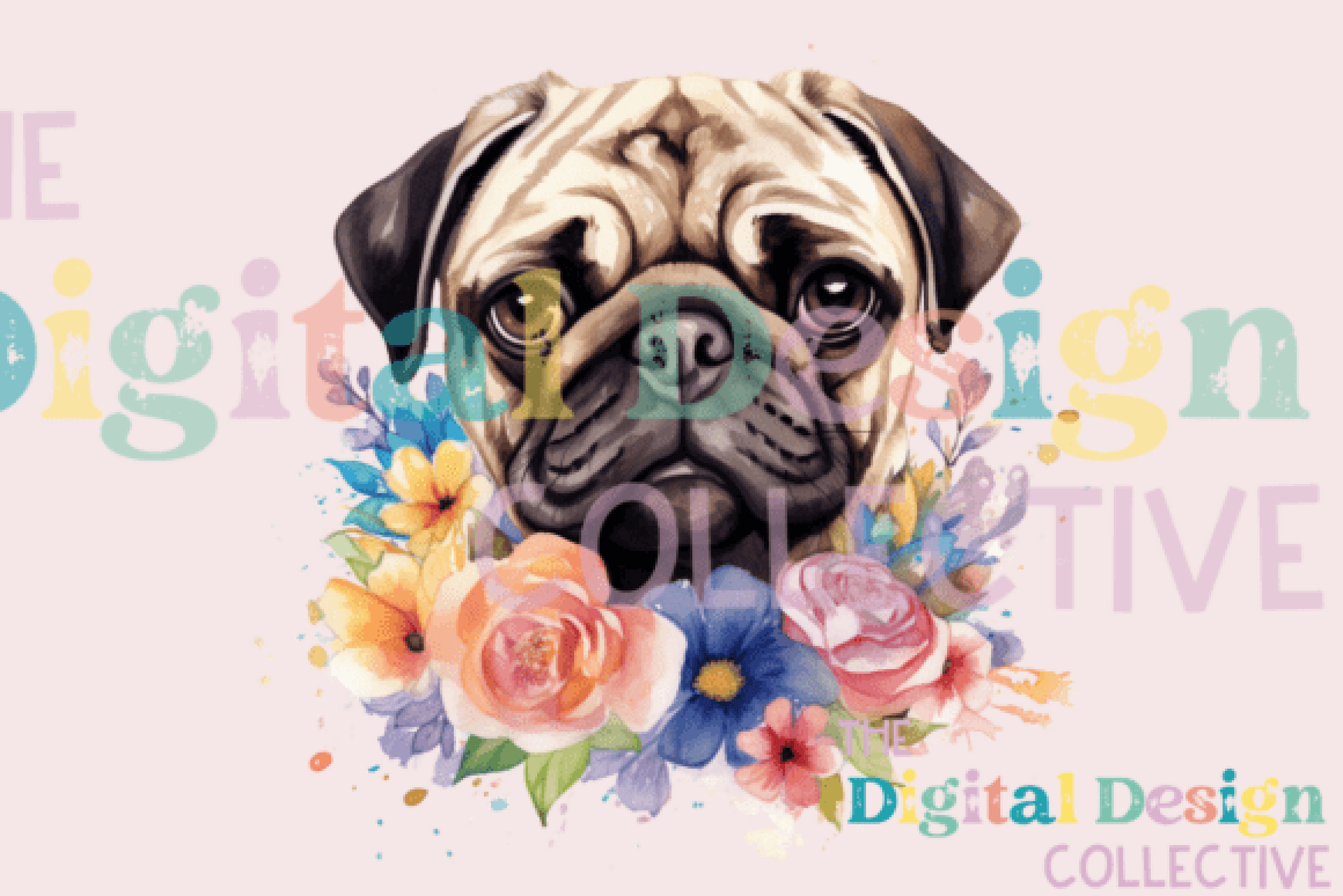 Floral Pug Clipart Bundle - CraftNest - Digital Crafting and Art