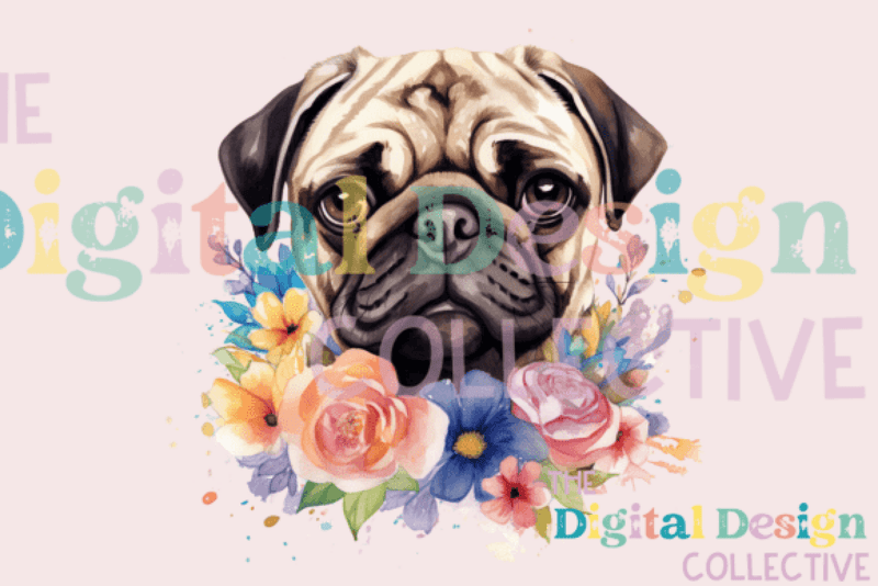 Floral Pug Clipart Bundle - CraftNest - Digital Crafting and Art