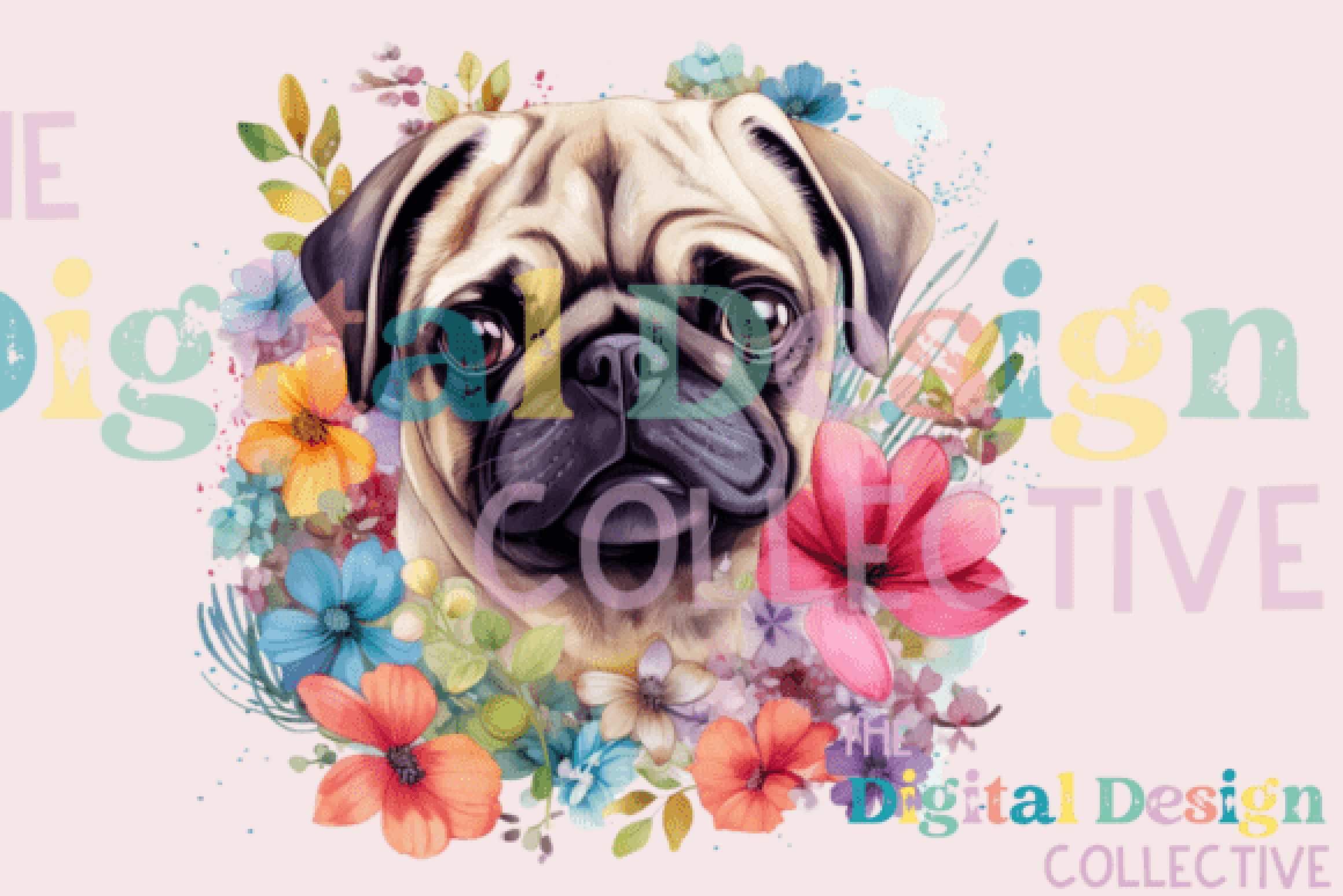 Floral Pug Clipart Bundle - CraftNest - Digital Crafting and Art