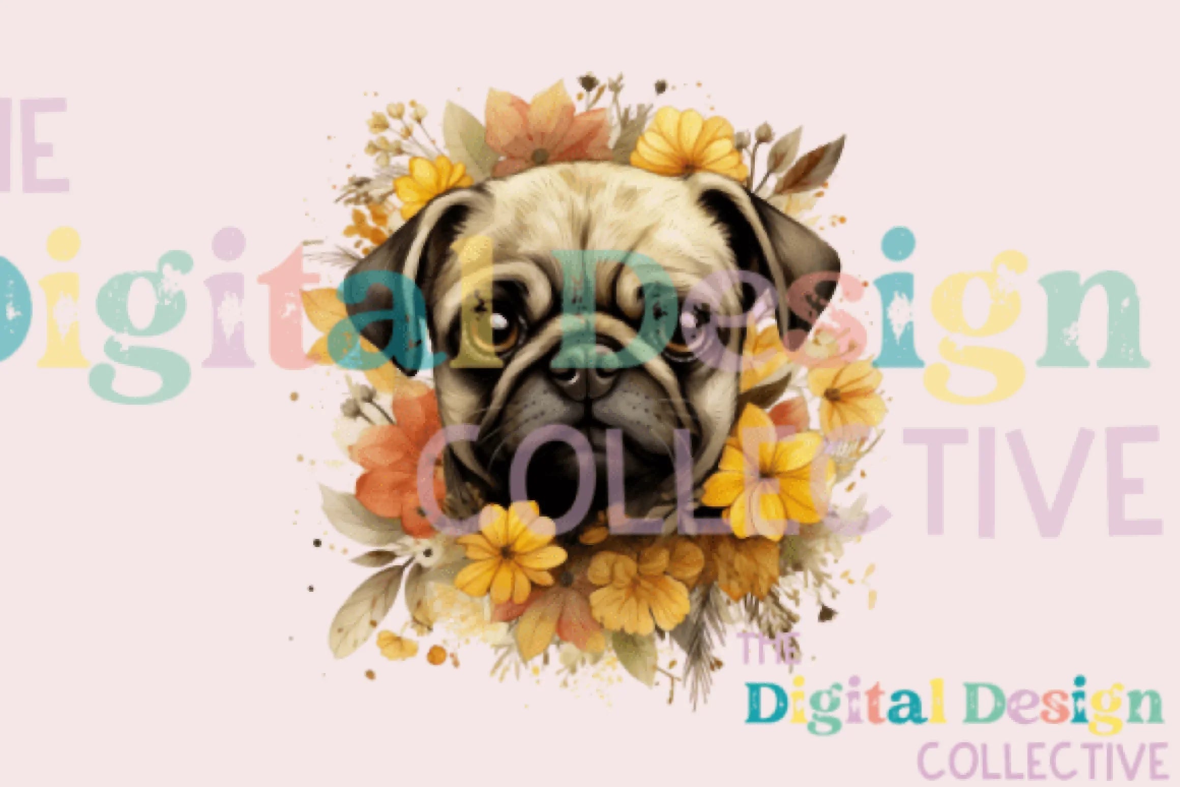 Floral Pug Clipart Bundle - CraftNest - Digital Crafting and Art