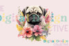 Floral Pug Clipart Bundle