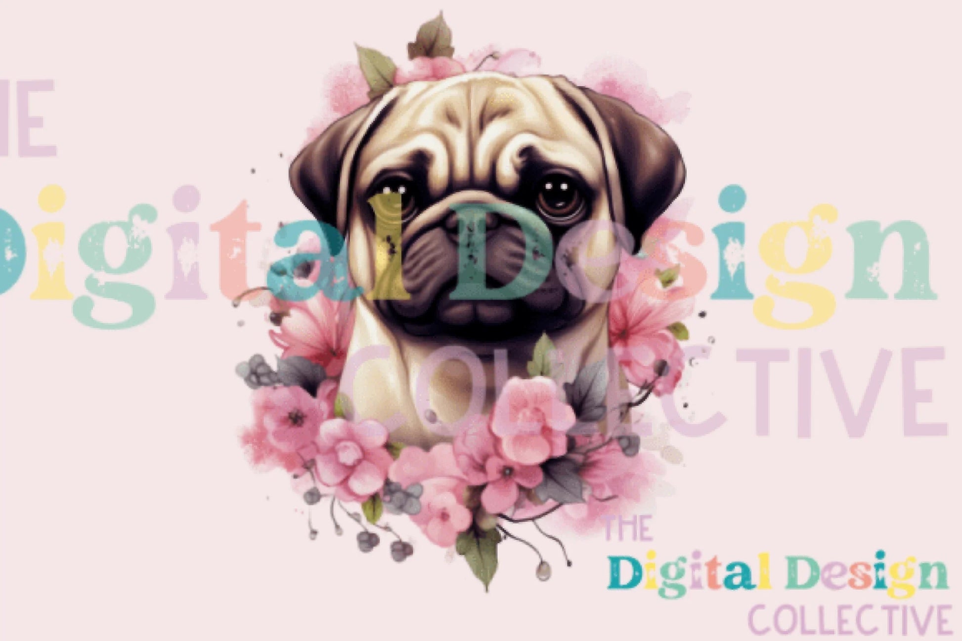 Floral Pug Clipart Bundle - CraftNest - Digital Crafting and Art