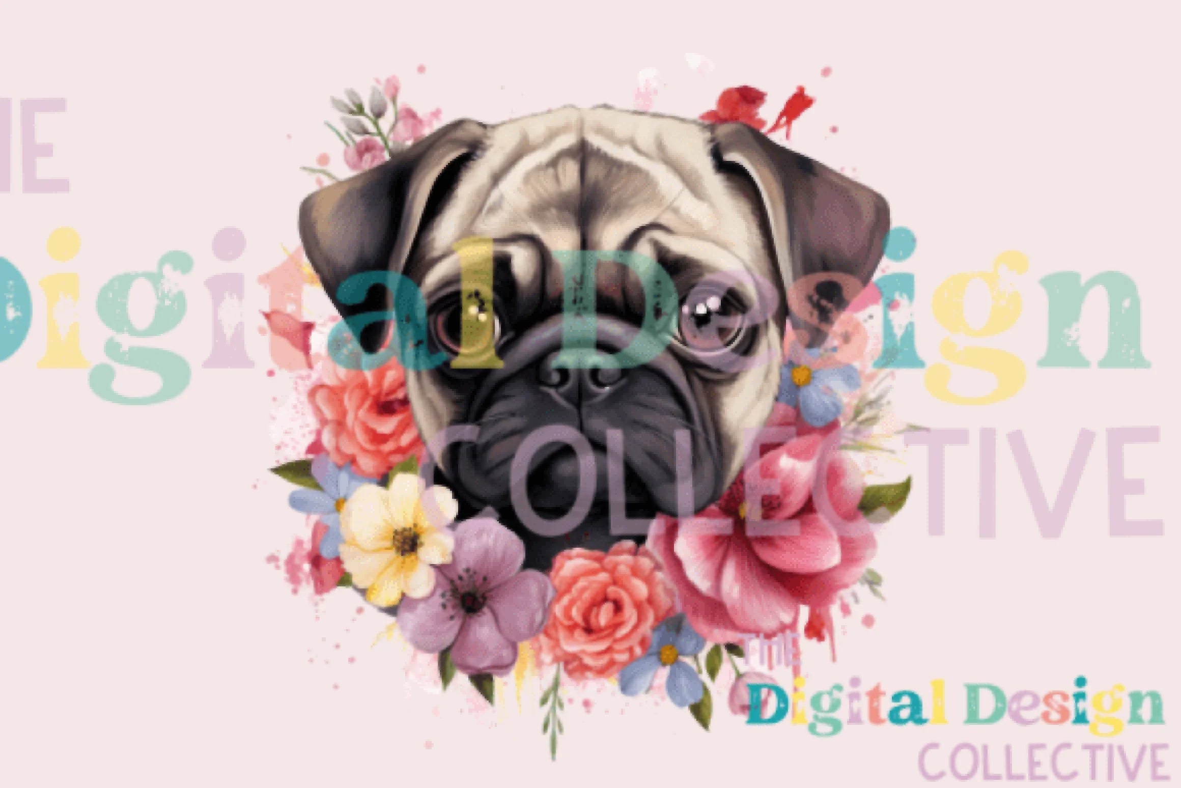 Floral Pug Clipart Bundle - CraftNest - Digital Crafting and Art