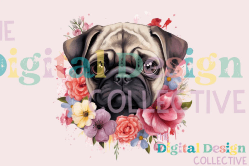 Floral Pug Clipart Bundle - CraftNest - Digital Crafting and Art