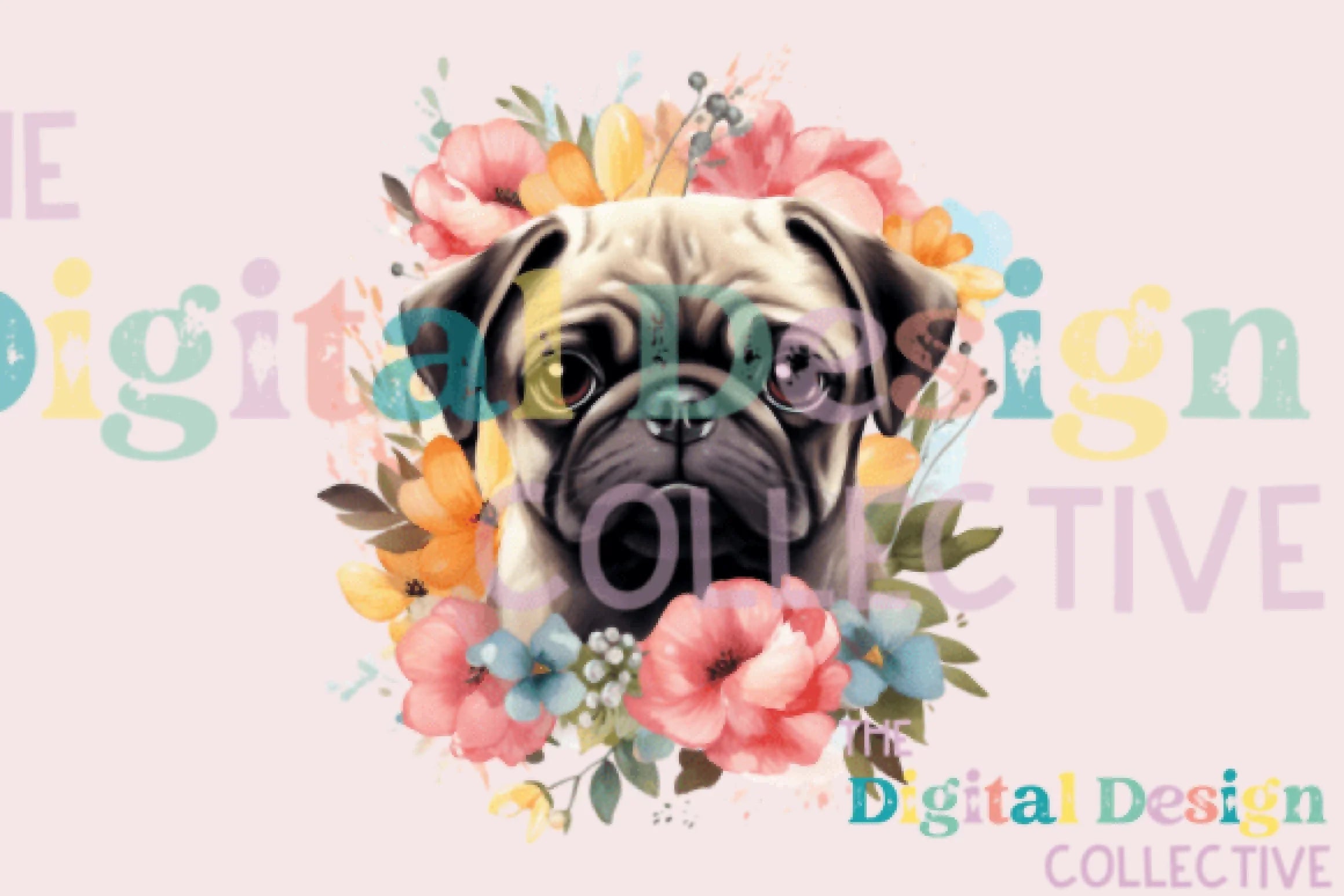 Floral Pug Clipart Bundle - CraftNest - Digital Crafting and Art