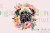 Floral Pug Clipart Bundle