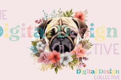 Floral Pug Clipart Bundle - CraftNest - Digital Crafting and Art