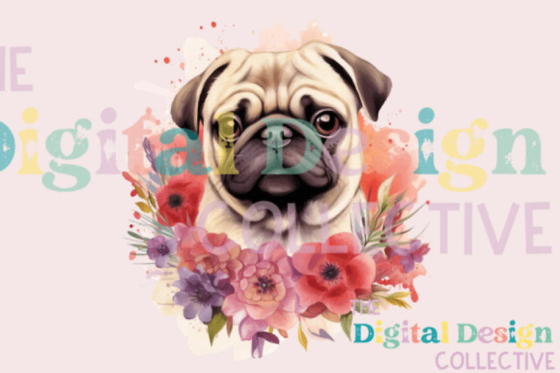 Floral Pug Clipart Bundle - CraftNest - Digital Crafting and Art