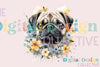 Floral Pug Clipart Bundle