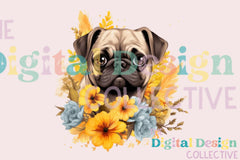 Floral Pug Clipart Bundle - CraftNest - Digital Crafting and Art