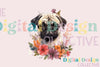 Floral Pug Clipart Bundle