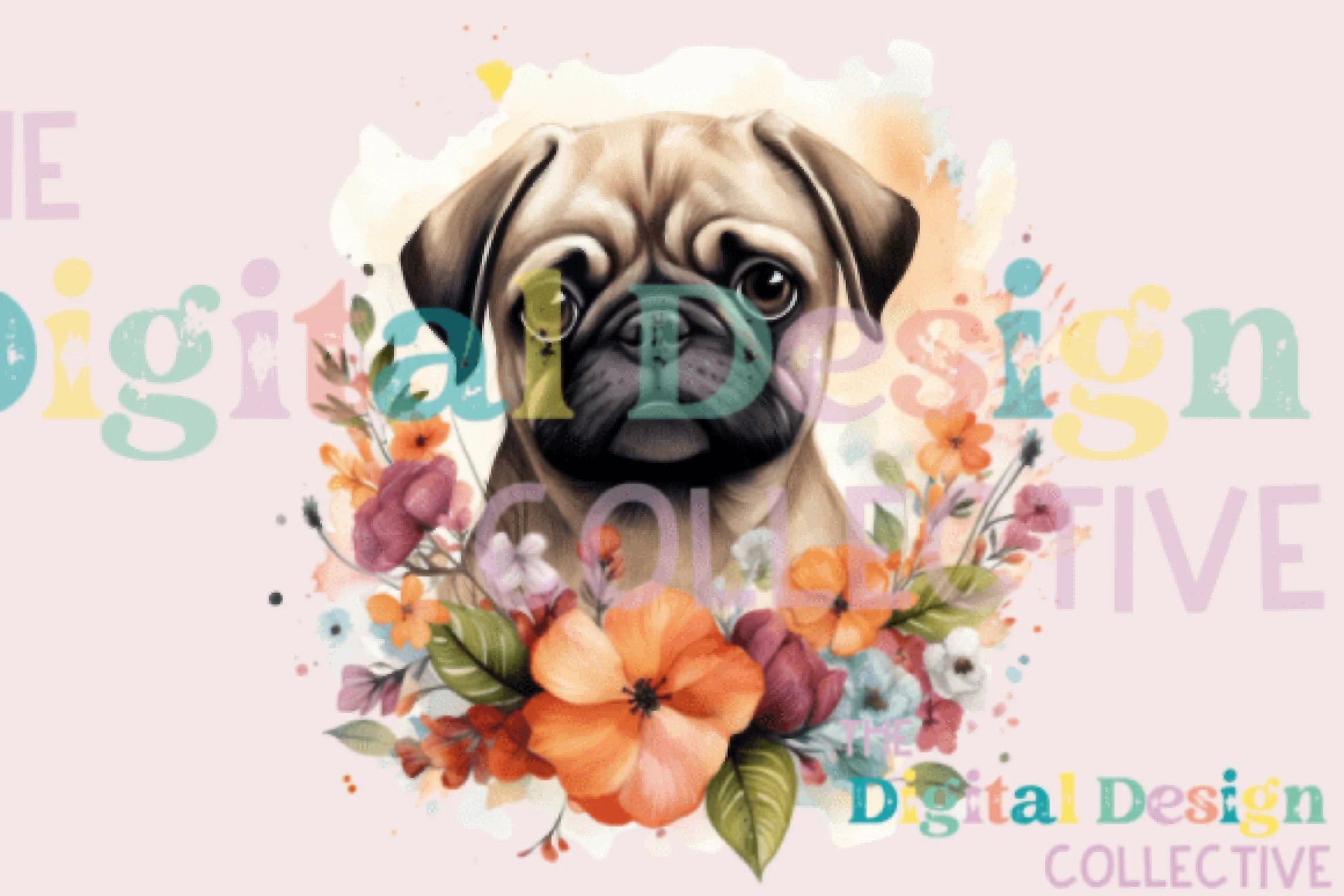 Floral Pug Clipart Bundle - CraftNest - Digital Crafting and Art