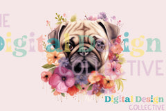 Floral Pug Clipart Bundle - CraftNest - Digital Crafting and Art