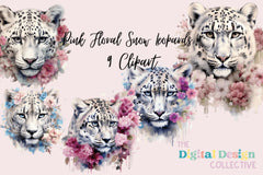 Floral Snow Leopard Clipart Bundle - CraftNest - Digital Crafting and Art