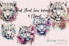 Floral Snow Leopard Clipart Bundle