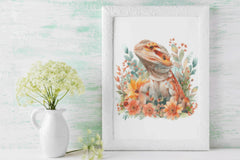 Floral Bearded Dragon Clipart Bundle - CraftNest - Digital Crafting and Art