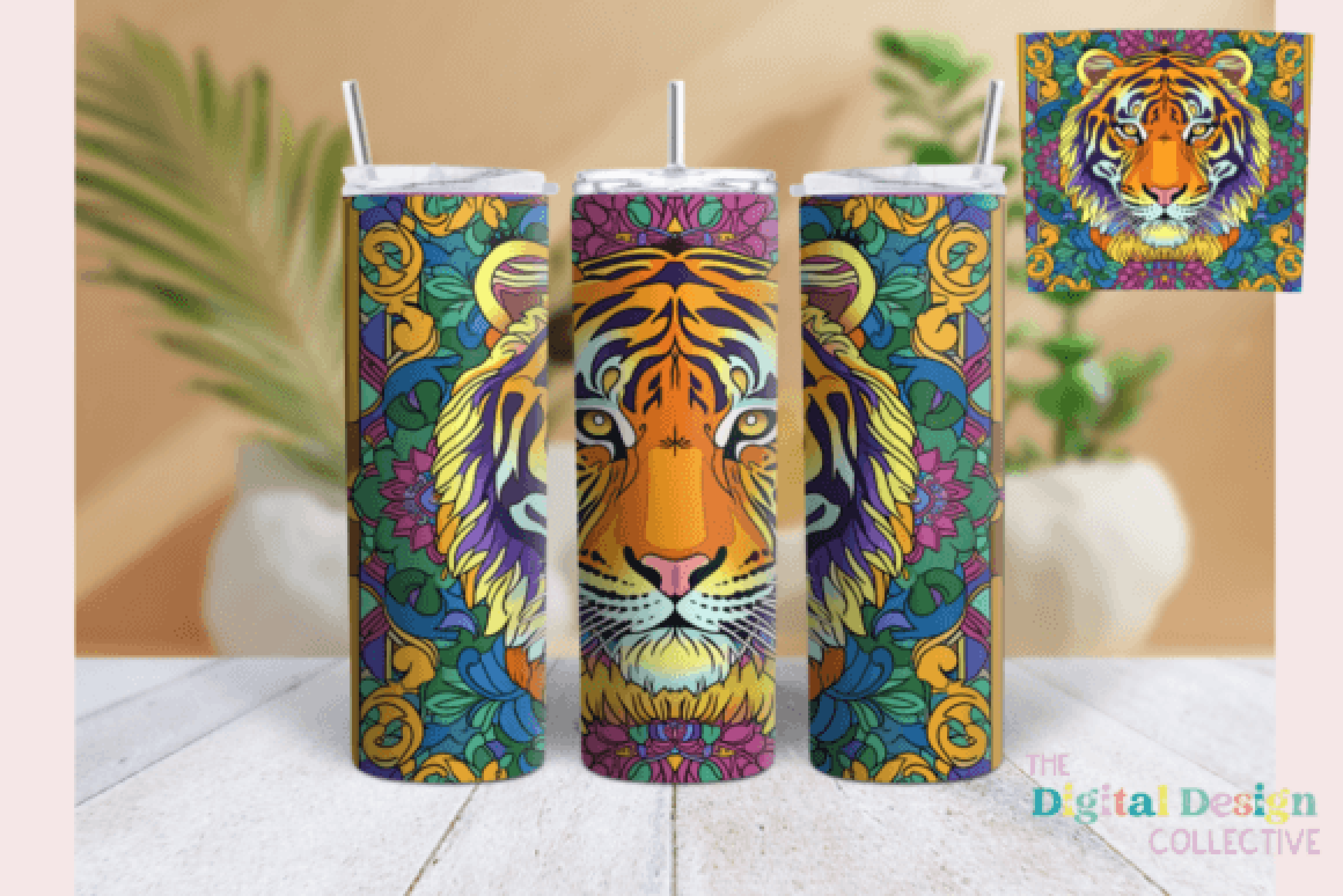 Floral Tiger Tumbler Wrap Bundle