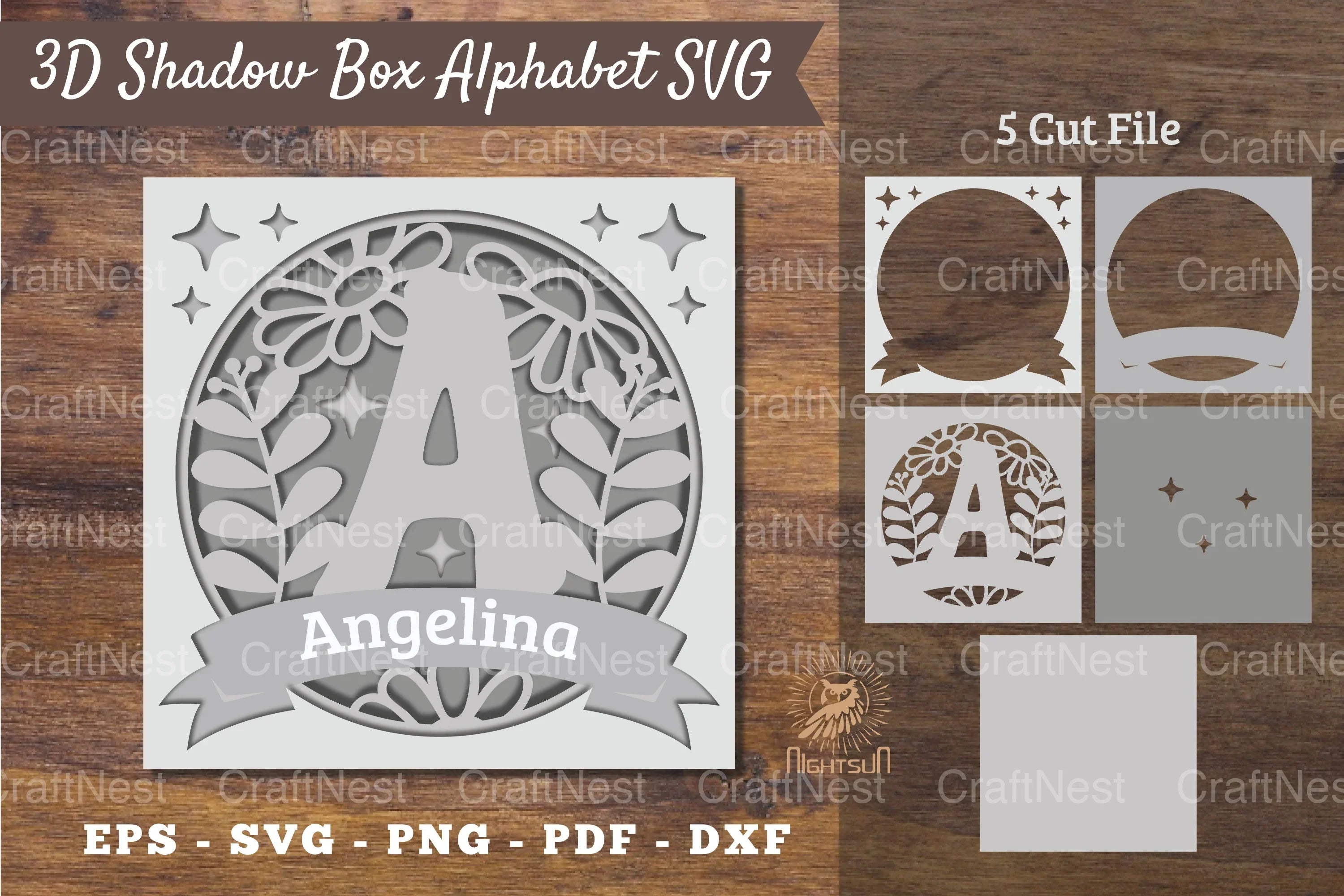 Floral Alphabet Shadow Box - Letter A Clipart Bundle - CraftNest - Digital Crafting and Art