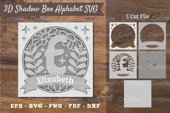 Floral Alphabet Shadow Box - Letter E Clipart Bundle - CraftNest - Digital Crafting and Art