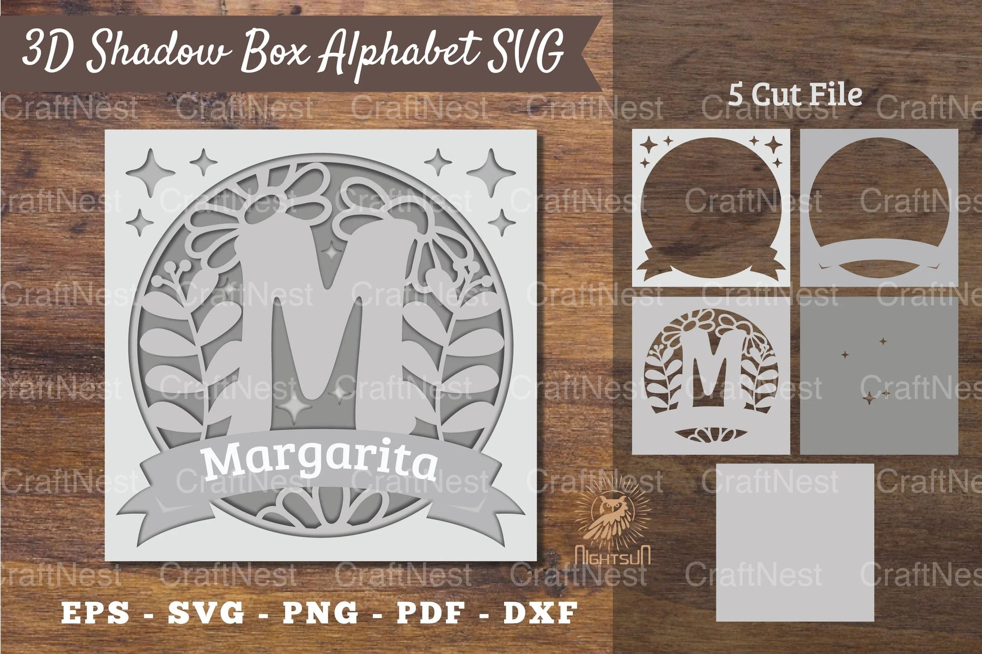 Floral Alphabet Shadow Box - Letter M Clipart Bundle - CraftNest - Digital Crafting and Art