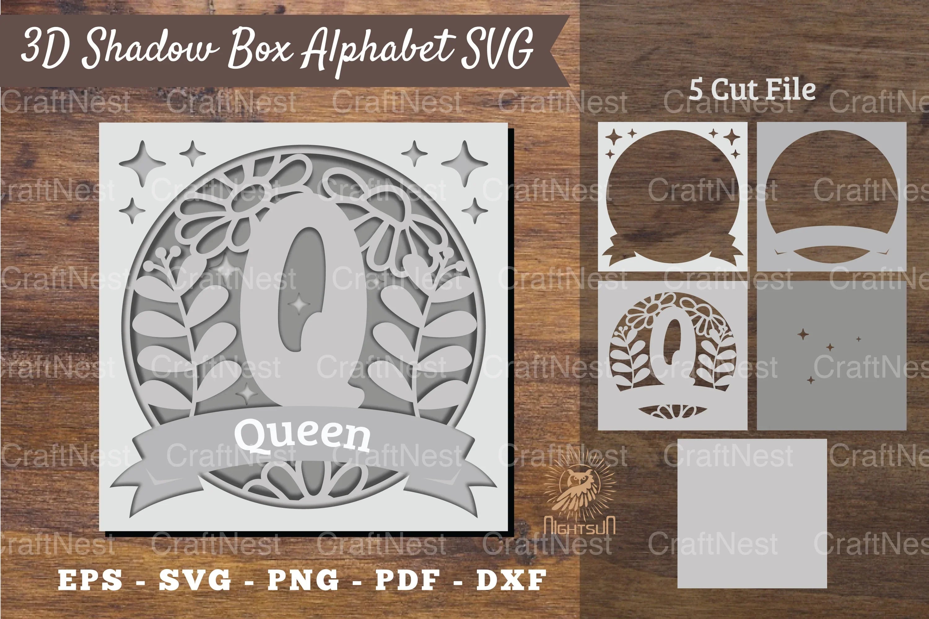 Floral Alphabet Shadow Box - Letter Q Clipart Bundle - CraftNest - Digital Crafting and Art