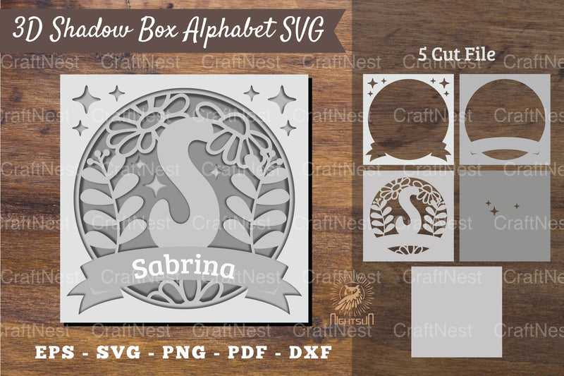 Floral Alphabet Shadow Box - Letter S Clipart Bundle - CraftNest - Digital Crafting and Art