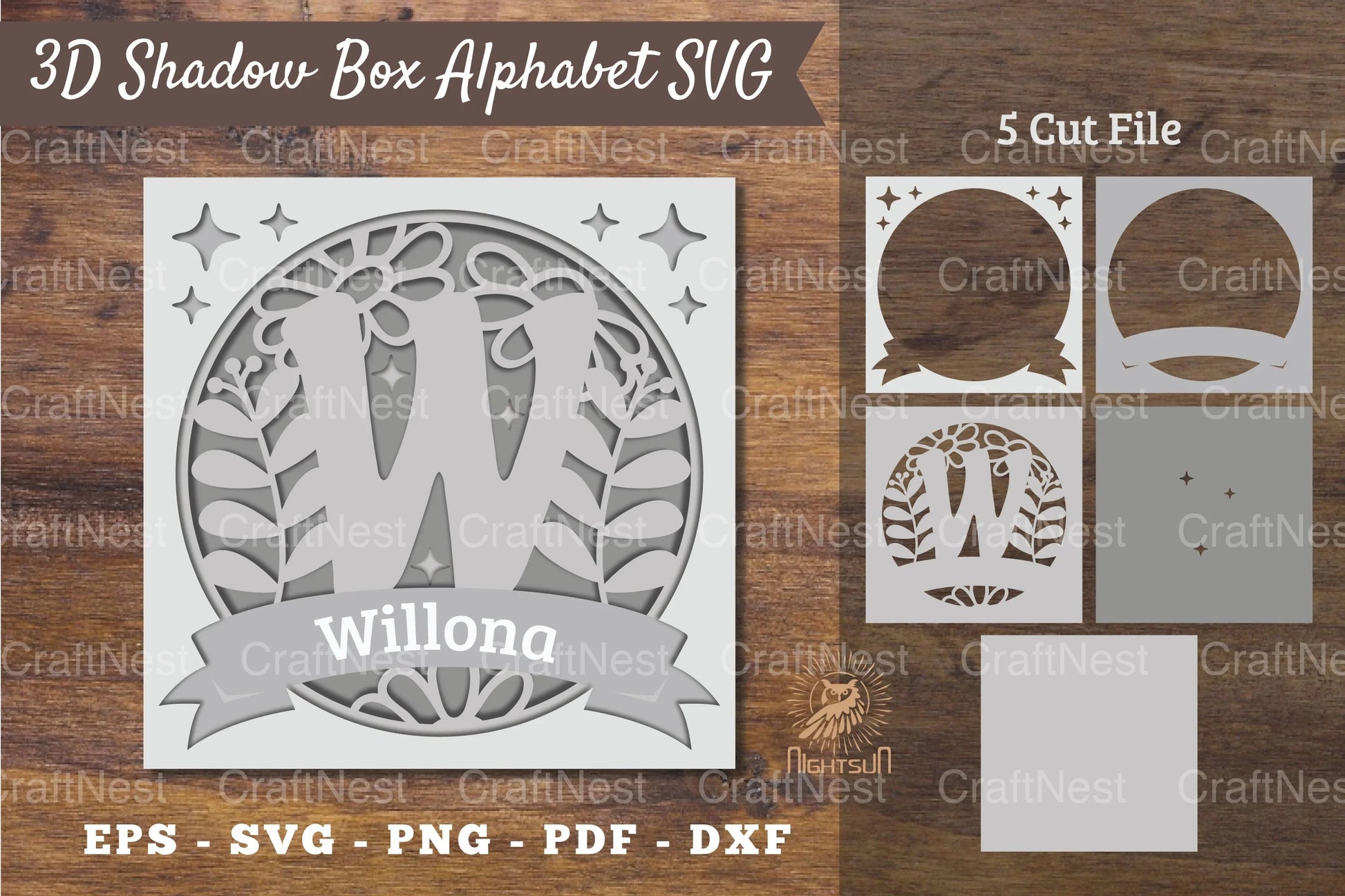 Floral Alphabet Shadow Box - Letter W Clipart Bundle - CraftNest - Digital Crafting and Art