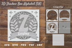 Floral Alphabet Shadow Box - Letter Z Clipart Bundle - CraftNest - Digital Crafting and Art
