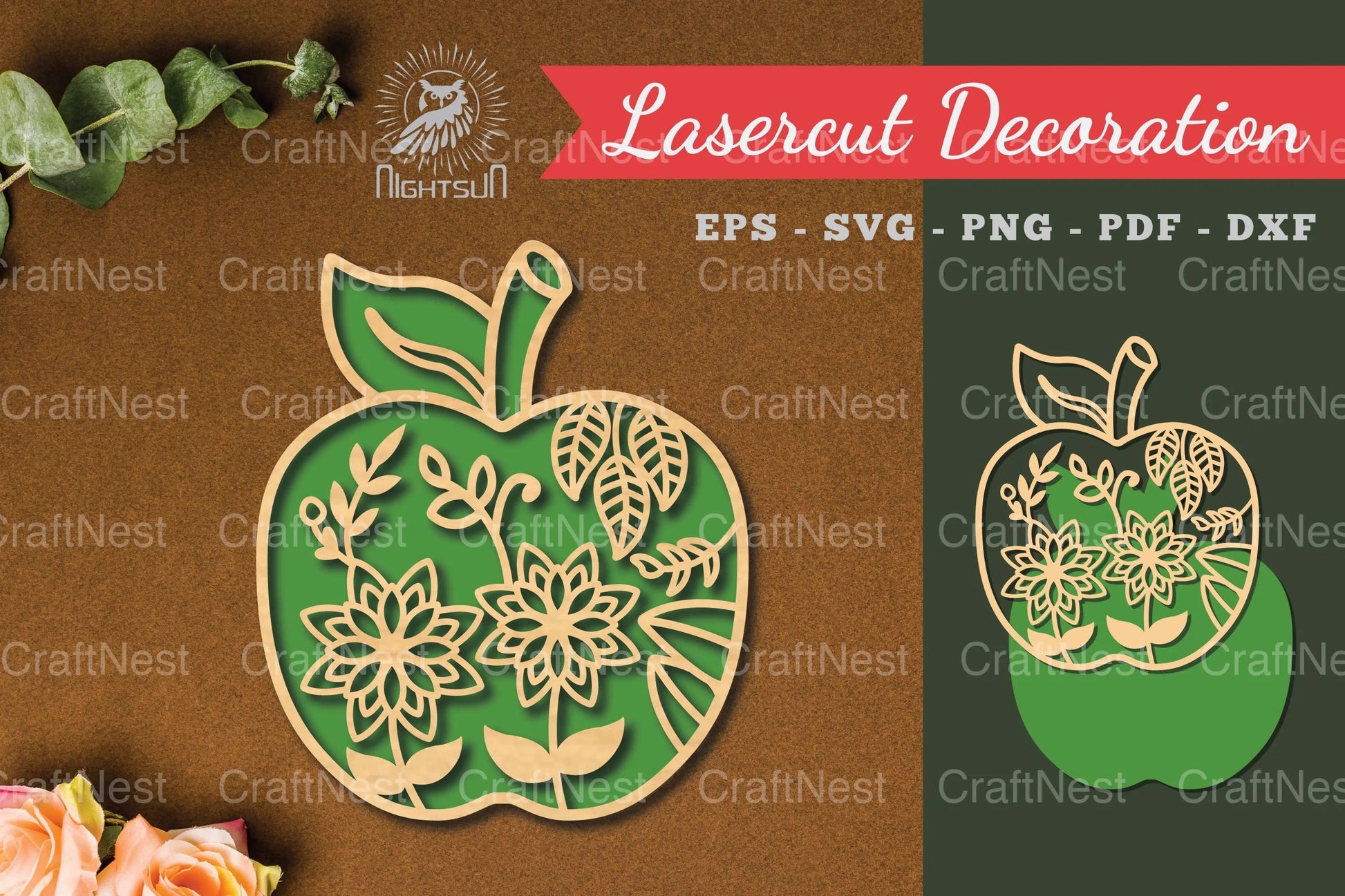 Floral Apple Laser Cut Decoration Clipart Bundle - CraftNest - Digital Crafting and Art