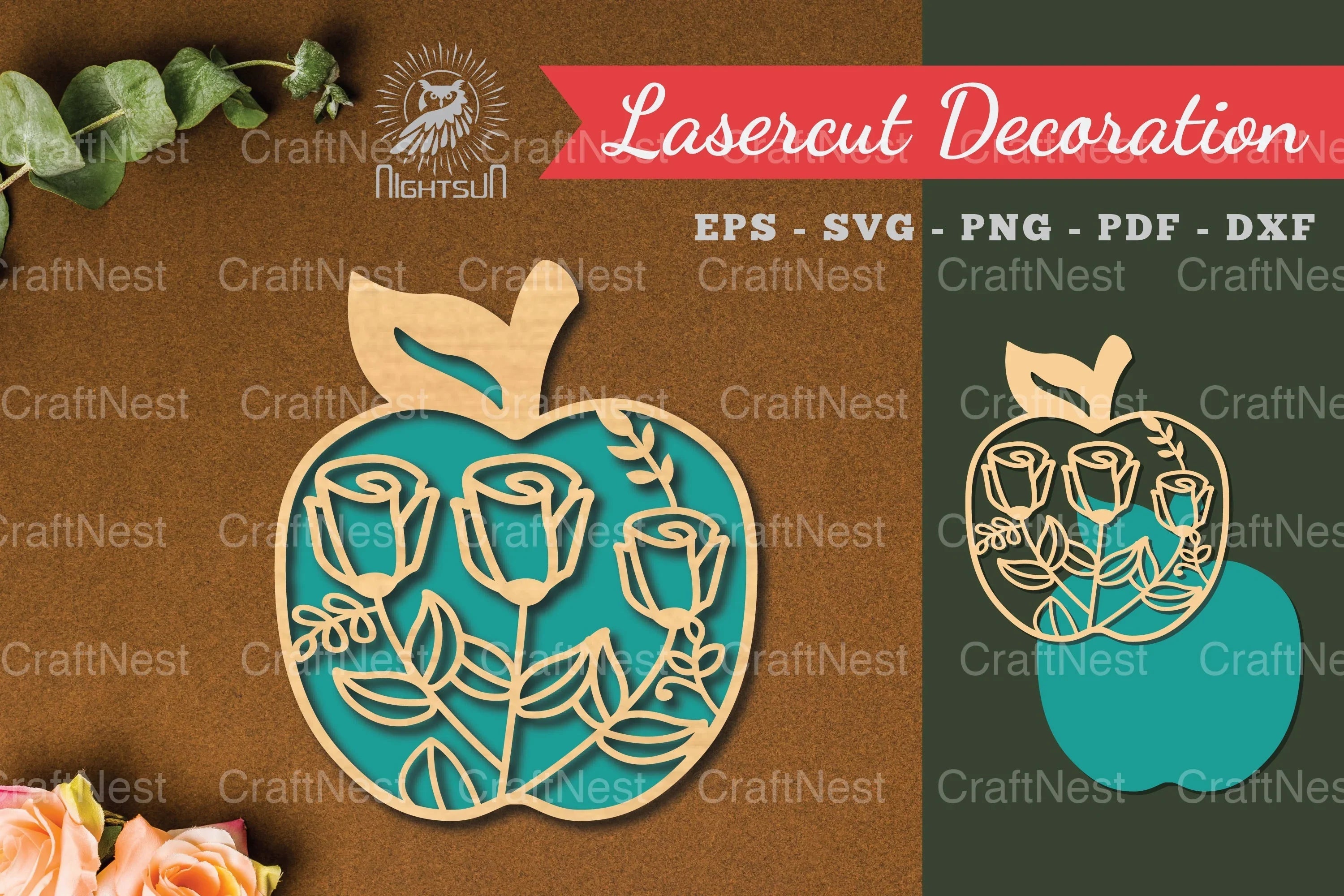 Floral Apple Laser Cut Decoration Clipart Bundle - CraftNest - Digital Crafting and Art